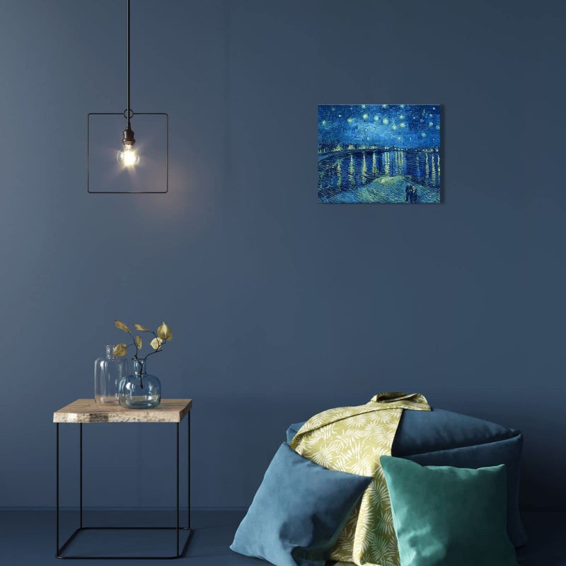 1 KINGO Van Gogh Canvas Wall Art: Starry Night over the Rhne Oil Painting Picture Reproduction Room Decor, Famous Art Prints Framed Poster Modern Artwork Home Decoration 12"" x 15"" - Image 3